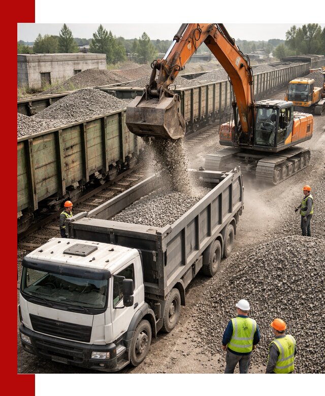 Железнодорожный щебень фракция 25–60 для поставок в Керчи