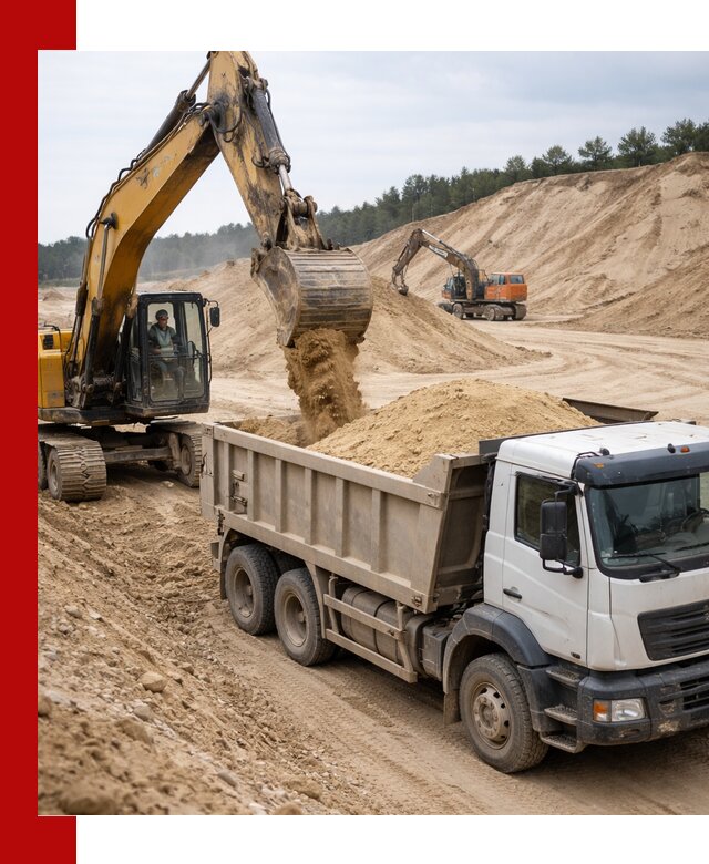 Доставка карьерного песка с самосвалами и разгрузкой в Керчи