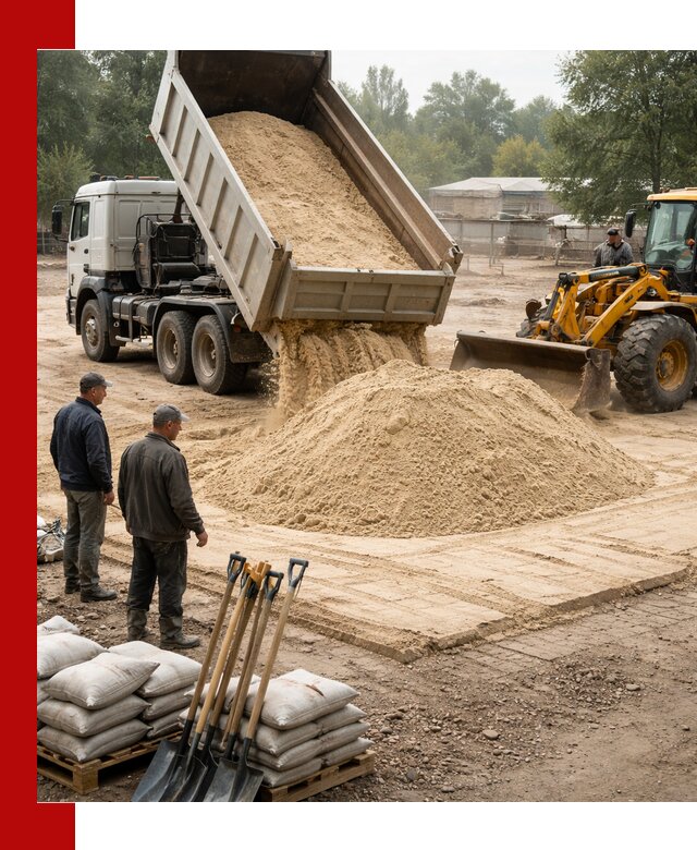 Доставка мытого песка в Керчи с самосвалами по выгодной цене