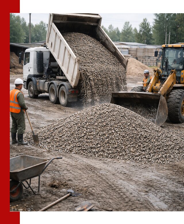 Мытый гравий с доставкой в Керчи от карьера до участка