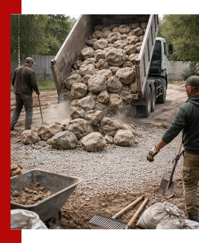 Доставка и укладка булыжника в Керчи