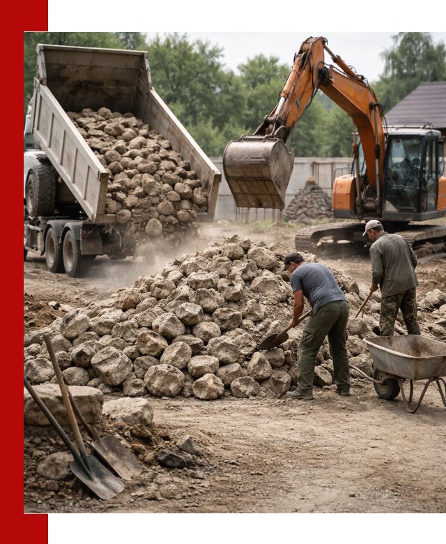 Доставка и разгрузка бутового камня в Керчи