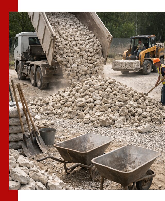 Доставка и продажа бутового известнякового камня в Керчи