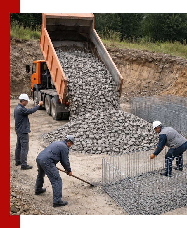 Камень для габионов с доставкой в Керчи быстро и надёжно
