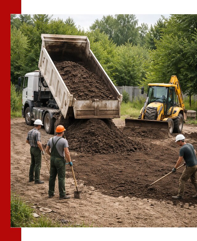 Доставка и укладка грунта для выравнивания участка в Керчи