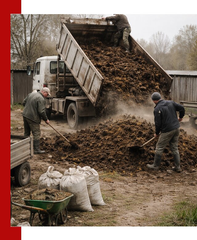 Доставка коровьего навоза самосвалом в Керчи