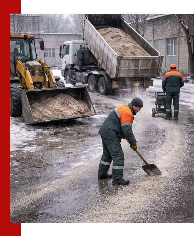 Реагент против гололеда с доставкой и нанесением в Керчи