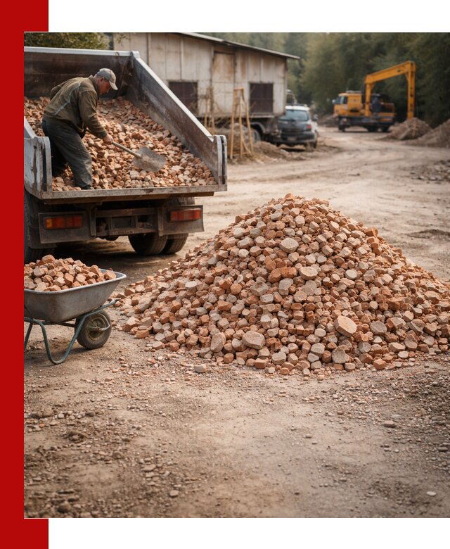 Доставка и подушка из боя кирпича с разгрузкой в Керчи