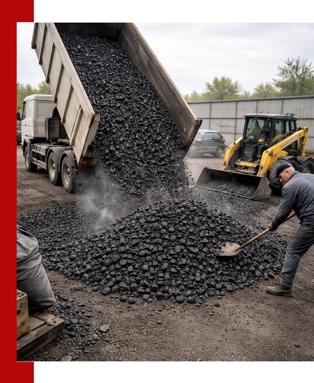 Доставка угля орех в Керчи оптом и в розницу