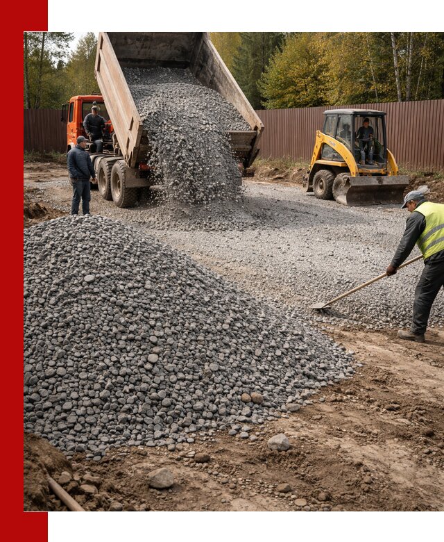 Отсыпка участка щебнем с доставкой и уплотнением в Керчи